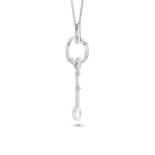 FJF Collier Magic Marquise gerhodineerd met zirkonia en zoetwater parel