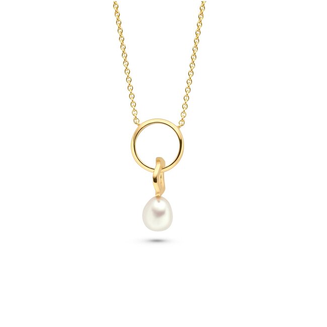 Collier Icon Circles verguld met zoetwater parels