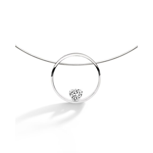 FJF Collier Heart zilver gerhodineerd met Zwarovski