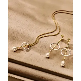 FJF Oorringen zilver Classic Circle Pendulum  met zirkonia FJF0030031BWH