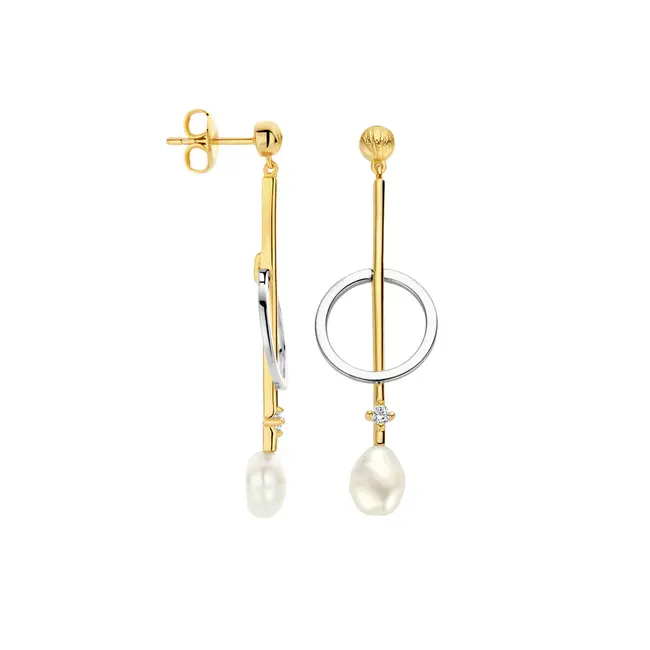 FJF Oorringen Classic Circle Pendulum  met Zirkonia FJF0030031BWH