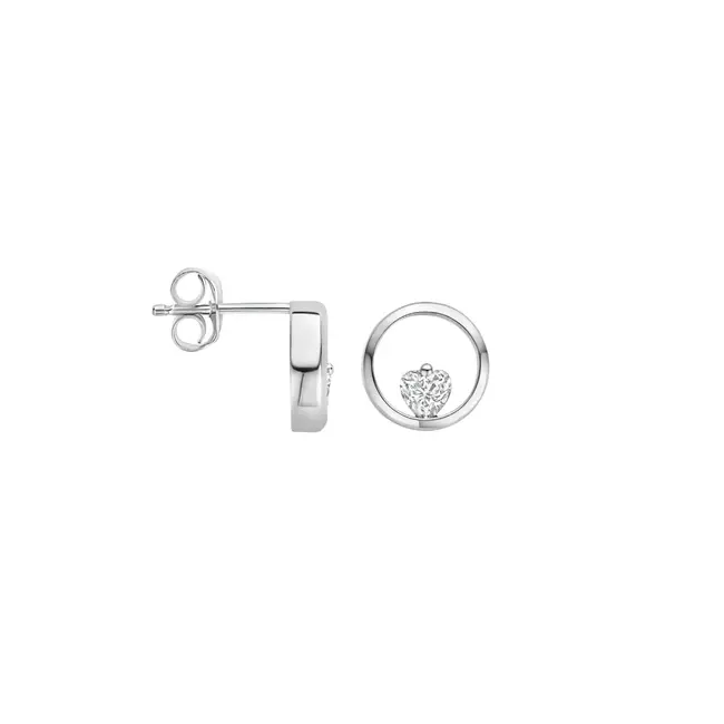 FJF Oorstekers Icon on Heart Gerodineerd Zwarovski