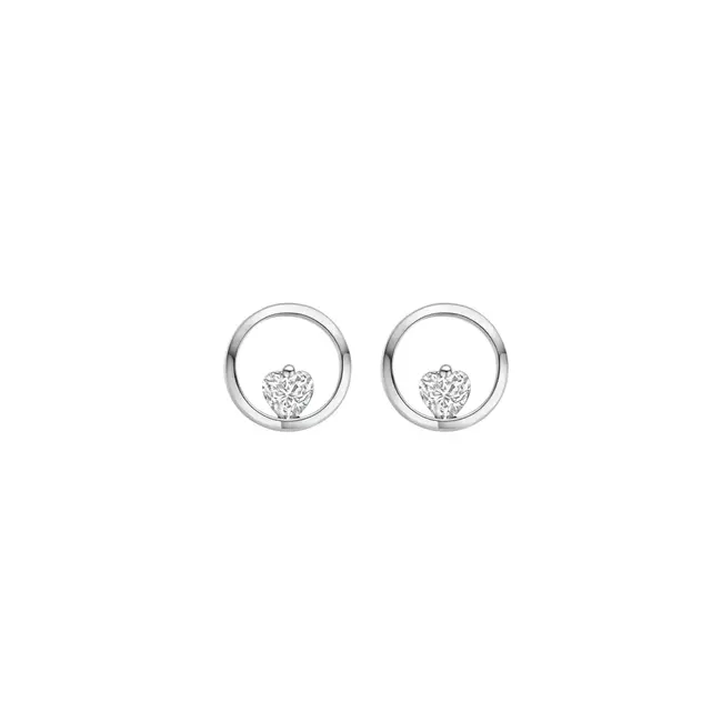 FJF Oorstekers Icon on Heart Gerodineerd Zwarovski