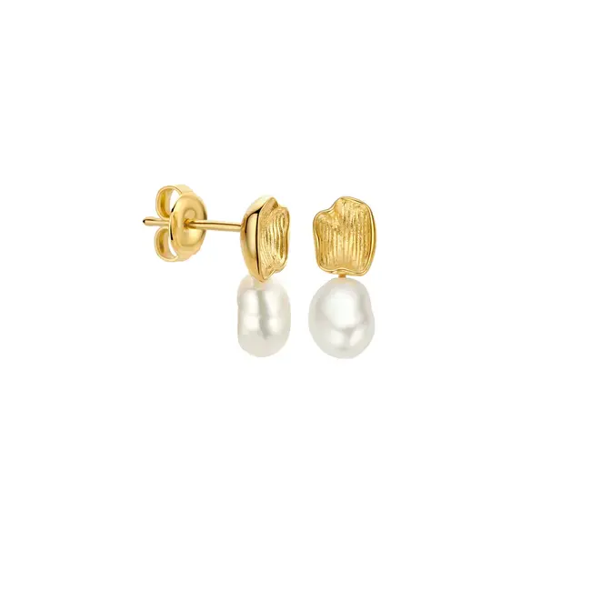 FJF Oorstekers zilver classic pearl  zoetwater parels