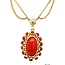 14k collier met Bloedkoraal