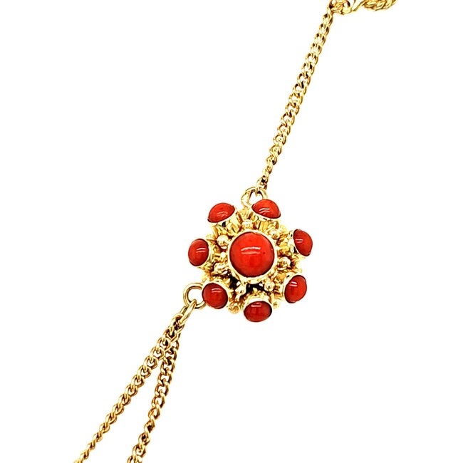 14k collier met Bloedkoraal
