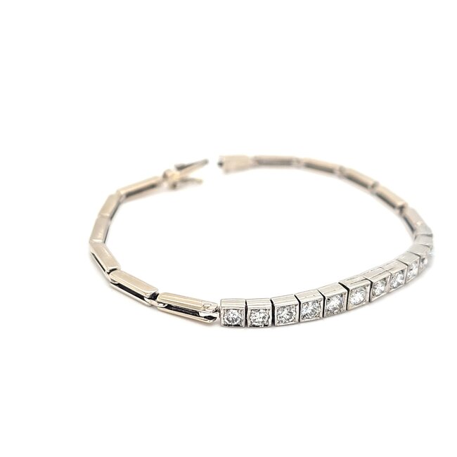 14k witgouden Art Deco armband gezet met briljanten