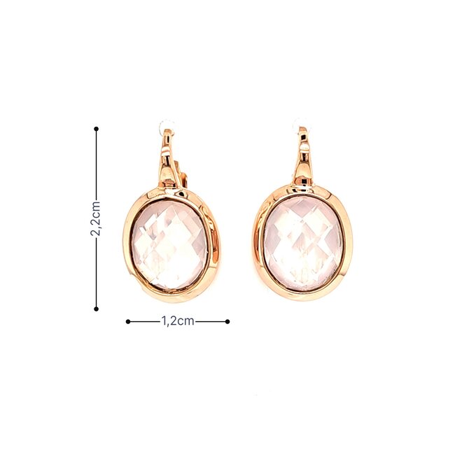 Occ 18k roségd oorhangers Rozekwarts  7.3gr