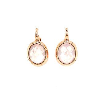 Occ 18k roségd oorhangers Rozekwarts  7.3gr