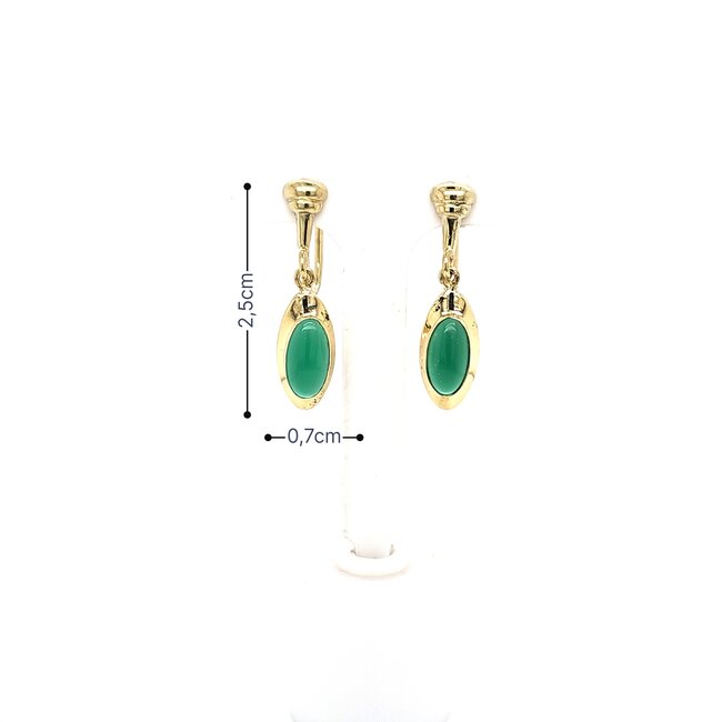 Occ 14k oorhangers met Jade  3.1gram