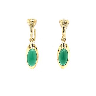 14k oorhangers gezet met Jade