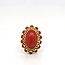14k ring gezet met Bloedkoraal