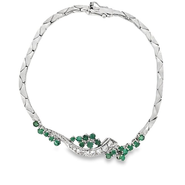 Occ 14k witgd armband Smar/Brilj 0,47ct 10,61gr