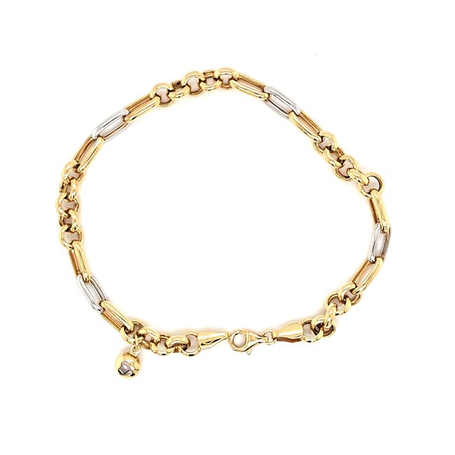14k bicolor gouden armband  met bedeltje