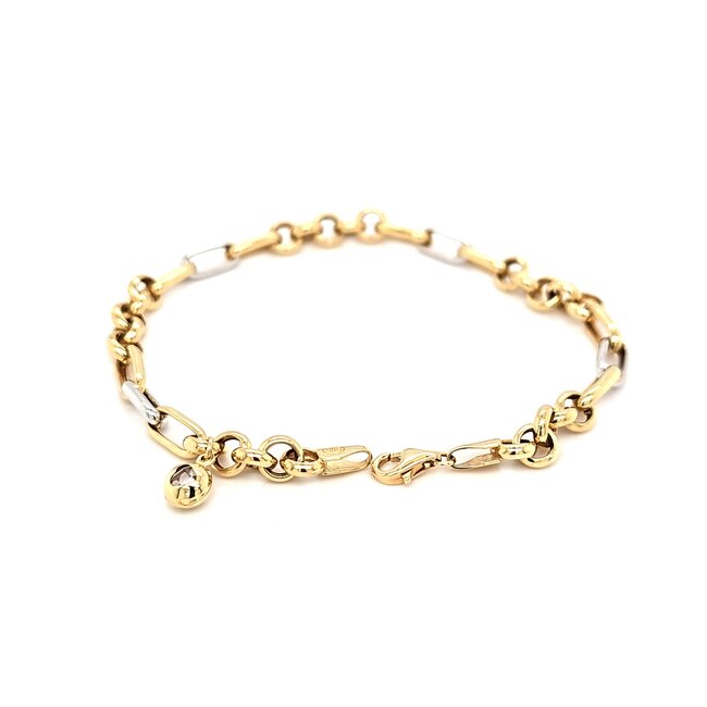 14k bicolor gouden armband  met bedeltje