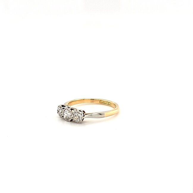 18k bicolor gouden ring gezet met old mine cut geslepen diamant