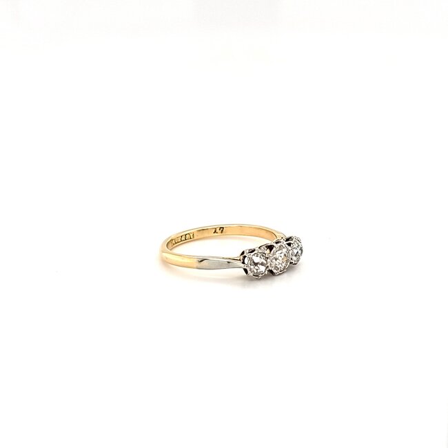 18k bicolor gouden ring gezet met old mine cut geslepen diamant