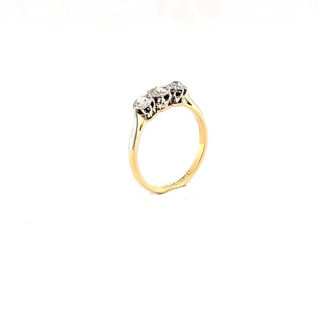 18k bicolor gouden ring gezet met old mine cut geslepen diamant