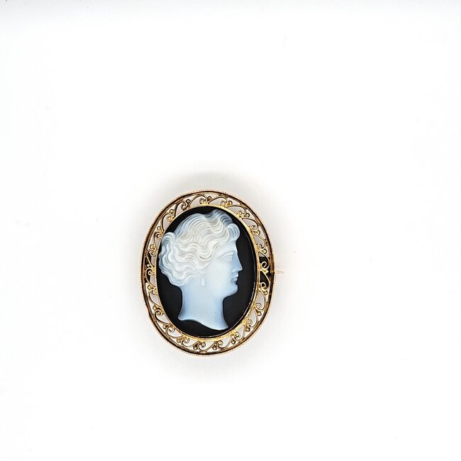 14k gouden broche met Sardonyx Camee