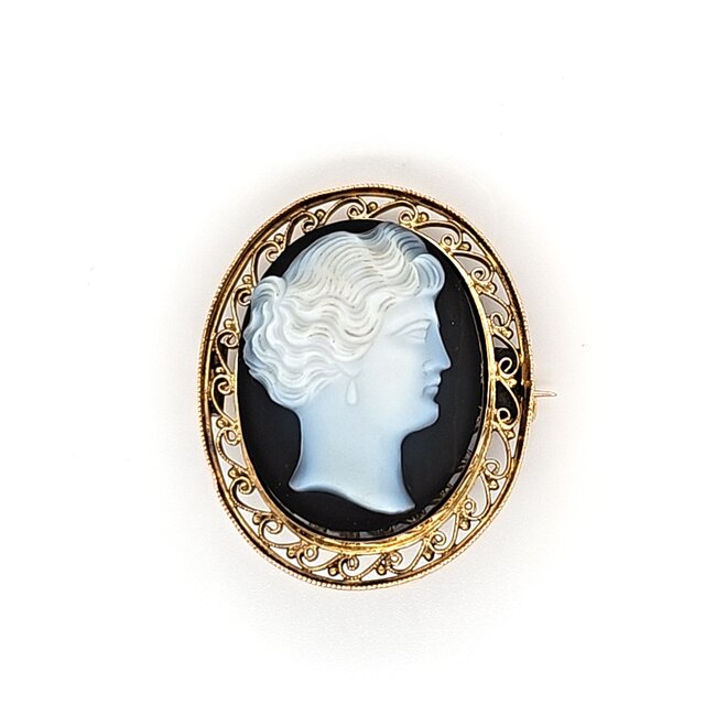 14k gouden broche met Sardonyx Camee