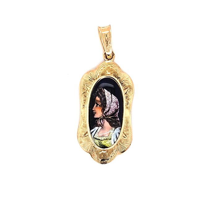 14k hanger met emaille uit Limoges