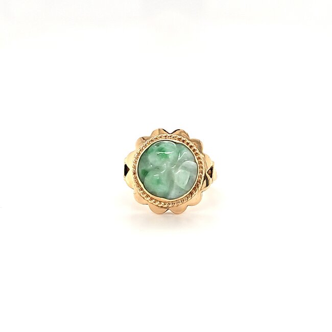 14k  gouden ring gezet met Jade