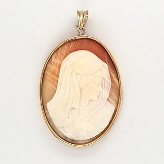 14k gouden hanger met echt schelp Camee