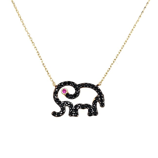 new 14k collier met hanger olifant zirk 45cm