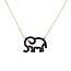 14k collier met hanger olifant gezet met zirkonia
