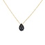 14k collier met hanger druppel gezet met zwarte zirkonia