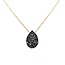 14k collier met hanger druppel gezet met zwarte zirkonia