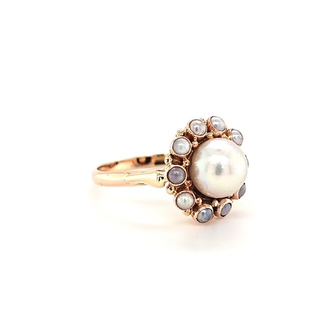 Occ 14k ring met Parels 4gr mt 17