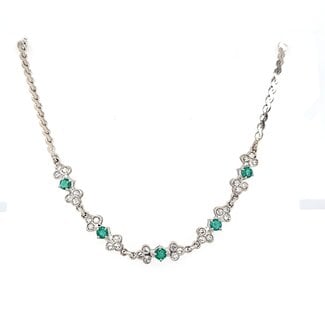 18k witgouden choker met Smaragd en Briljanten
