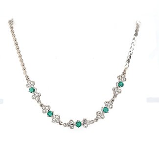 Occ 18k witgd collier Smargd/Brilj. 0.45ct 40cm