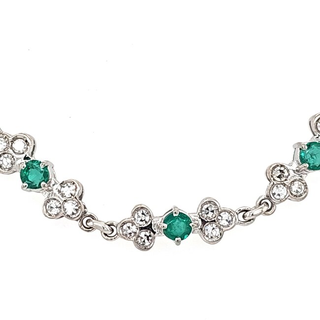 18k witgouden choker met  Smaragd en briljanten