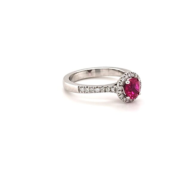 ROS  Jewel Design 18k witgd ring robijn/brilj 0.40c 5.2g