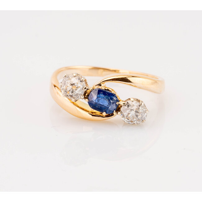 Occ 14k ring Saffier/2oldminecutDiam 3.4g mt16.75