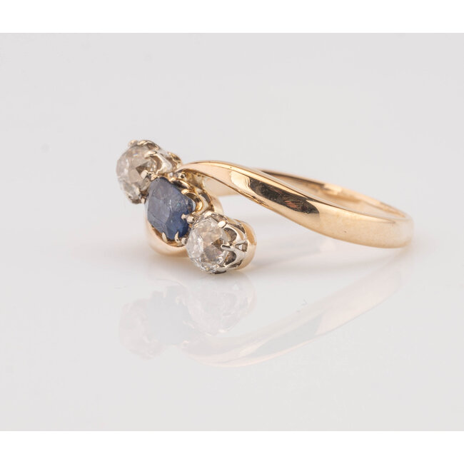 Occ 14k ring Saffier/2oldminecutDiam 3.4g mt16.75