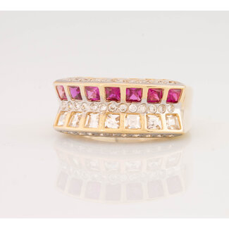 Occ 14k ring Robijn/Zirkonia 6.1gr mt 17.75