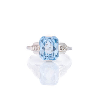 Occ 18k witgd ring Aqua/6xdiam 3.1gr mt17.75