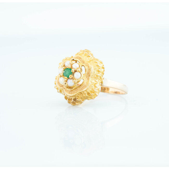 Occ 18k ring parel/smaragd 5.2g mt17.5