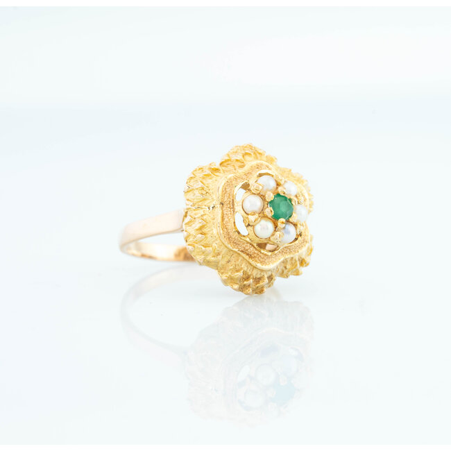 Occ 18k ring parel/smaragd 5.2g mt17.5