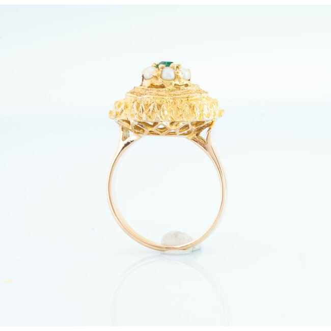 Occ 18k ring parel/smaragd 5.2g mt17.5