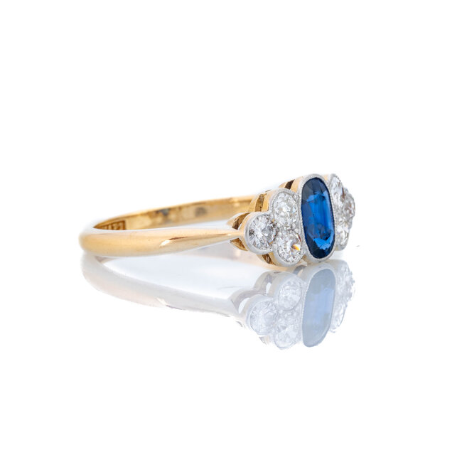 Occ 18k ring Saffier/0.18ct 2.5gr mt 16.75