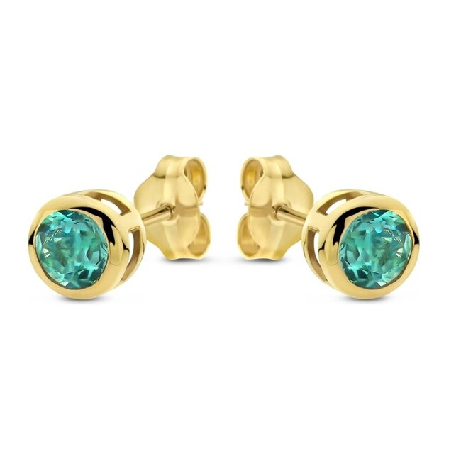 14k gouden oorknoppen met Smaragd