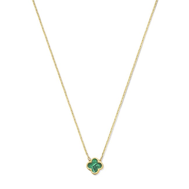 swing jewels 14k collier en hanger Malachiet klaver4