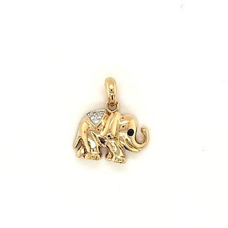 18k gouden hanger olifant met Saffier en 6 diamantjes