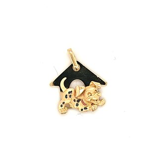 18k gouden hanger Hond in hok