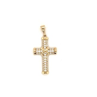 14k hanger Kruis zirkonia 1.4gr
