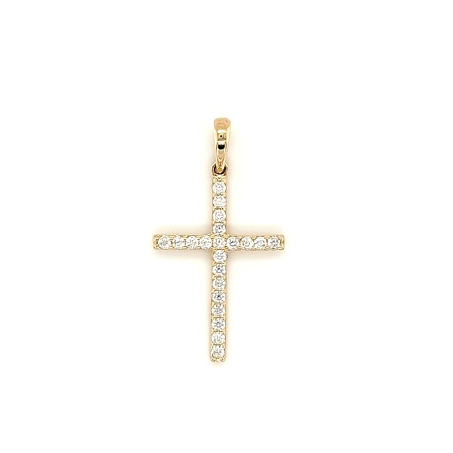 14k gouden hanger Kruis met zirkonia